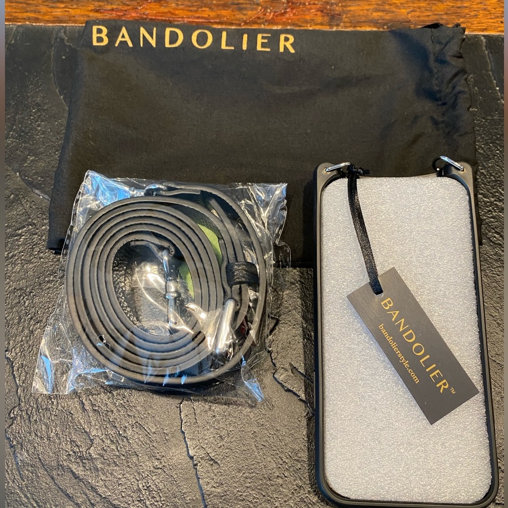 Bandolier Hailey cross body phone case in black/silver. Brand new with tags